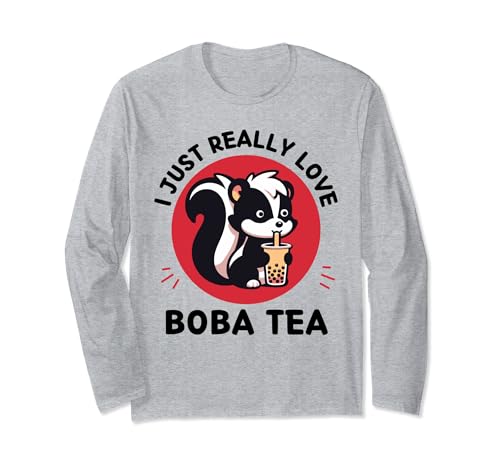Kawaii Skunk Me encanta la linda amante del té Skunk Boba Manga Larga