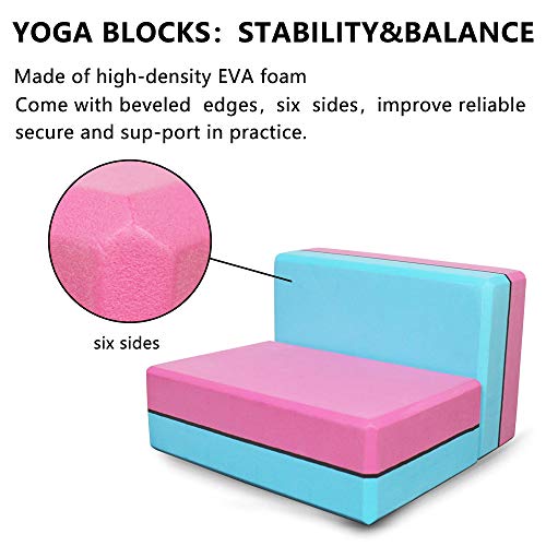 AIPRODA-Yoga-Block-Set-of-2-High-Density-Eco-Friendly-EVA-Foam-Brick-SolidDual-Color-Yoga-Blocks-Provides-Stability-Balance-for-Improve-Strength-and-Deepen-Pose-Yoga-Pilates-Props-PinkBlue