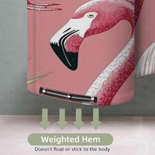 Rideau douche 90x180 cm imperméable en polyester rose lavable avec crochets - 4