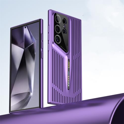 Coque de luxe Samsung S23 Ultra avec placage étui élégant violet haut de gamme