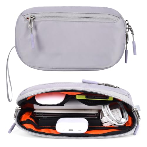 CAAORDKSO Electronic Organizer Pouch Bag, Cord Organizer Case Travel Cable Organizer Bag Waterproof Portable Electronic Accessories Case for Cable, Cord, Charger, Phone, Power Bank, USB, Earphone,Grey