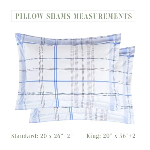 Image of Elegant Comfort 8-Piece Lodge Plaid Reversible Comforter Set - All Season Bed in a Bag, 4-Piece Sheet Set Featuring Smart Pockets, Matching Shams and Decorative Pillow, Full /Queen, Aqua