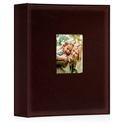 Image of Ywlake Photo Album 4x6 400 Pockets, Leather Photo Albums Holds 400 Vertical Pictures Only Brown