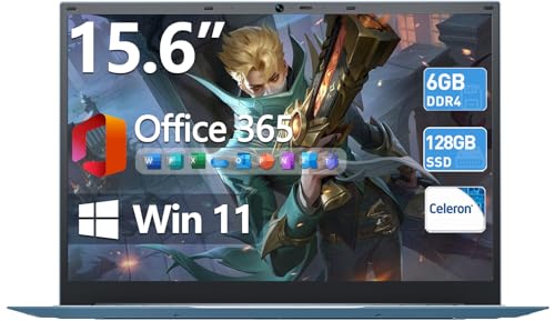 MELIUNA 15.6 Inch Win 11 AI Software Laptops with Celeron Quad-core Processor, 6GB RAM 128GB SSD, Office 365, 180° Angle, Full-Featured Type-C, 7000mAh Battery, Business Student Notebook(Gray)