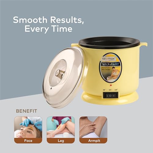 Image of Ozomax Away Wax Heater, Professional-Grade Wax Warmer with Non-Stick Plates for Easy Wax Removal, Hair Removal, Waxing, Fast Heating, Autocut Off, Safe, Durable, Salon, Spa, and Home Use
