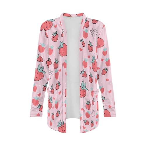 Image of Forchrinse Red Ladybug Cardigan for Women Causal Long Sleeve Open Front Cardigans Sweater Fashion 2024 Fall Coat with Pockets