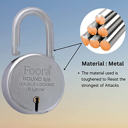 Image of Foora Same Key Lock Set | 2 Heavy Duty Padlocks with 10 Keys | Double Locking 8 Lever Mechanism | Strong Metal Body | Multiple Lock and Key for Home, Door Lock, Gate Lock, and Shutter Security