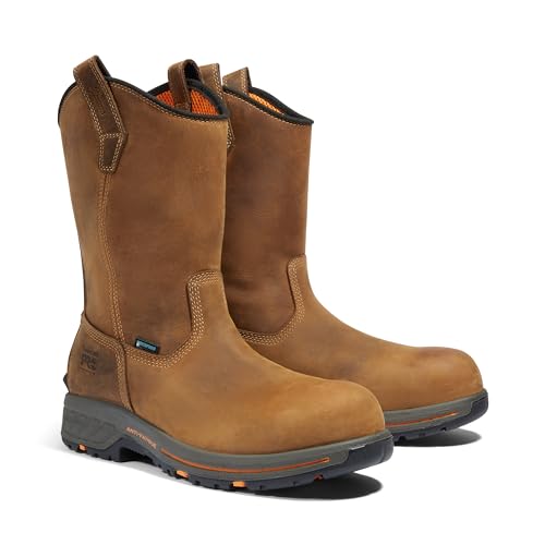 Timberland PRO Timberland PRO Men's Helix HD Pull-On Composite Safety Toe Waterproof Farm Ranch Work Boot, Brown Distressed-2024 NEW, 8.5M
