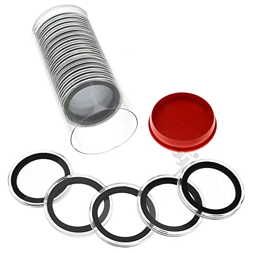 Cápsula para Monedas 38mm con Tubo de Almacenaje Rojo y Negro miniatura 1