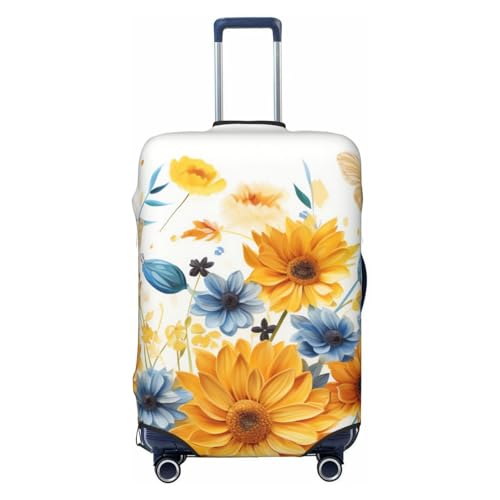 Luggage Cover Sunflowers and dragonflies Travel Luggage Covers Thicker Elastic Suitcase Cover Dustproof Baggage Cover Scratch-Resistant Suitcase Cover Protector Fit 18-32 Inch Luggage X-Large