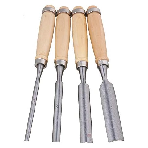 Yibuy 4Pcs x Carpenter Carving Firmer Gouge Woodworking Wood Chisel Set Hand Tool Cover