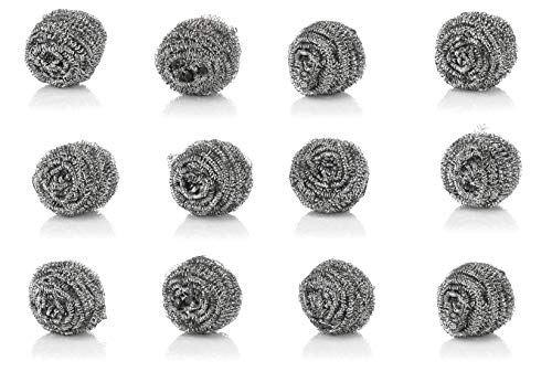12 Pack 50G Stainless Steel Sponges, Steel Wool Scrubber, Scrubbing Scouring Pad For Pots, Pans And Ovens Great For Kitchen, Bathroom, Outdoors By Ecoquality #TOP23