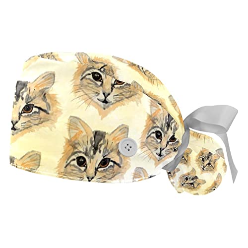 Casquette de travail ajustable chats chapeau bouffant anti-transpiration