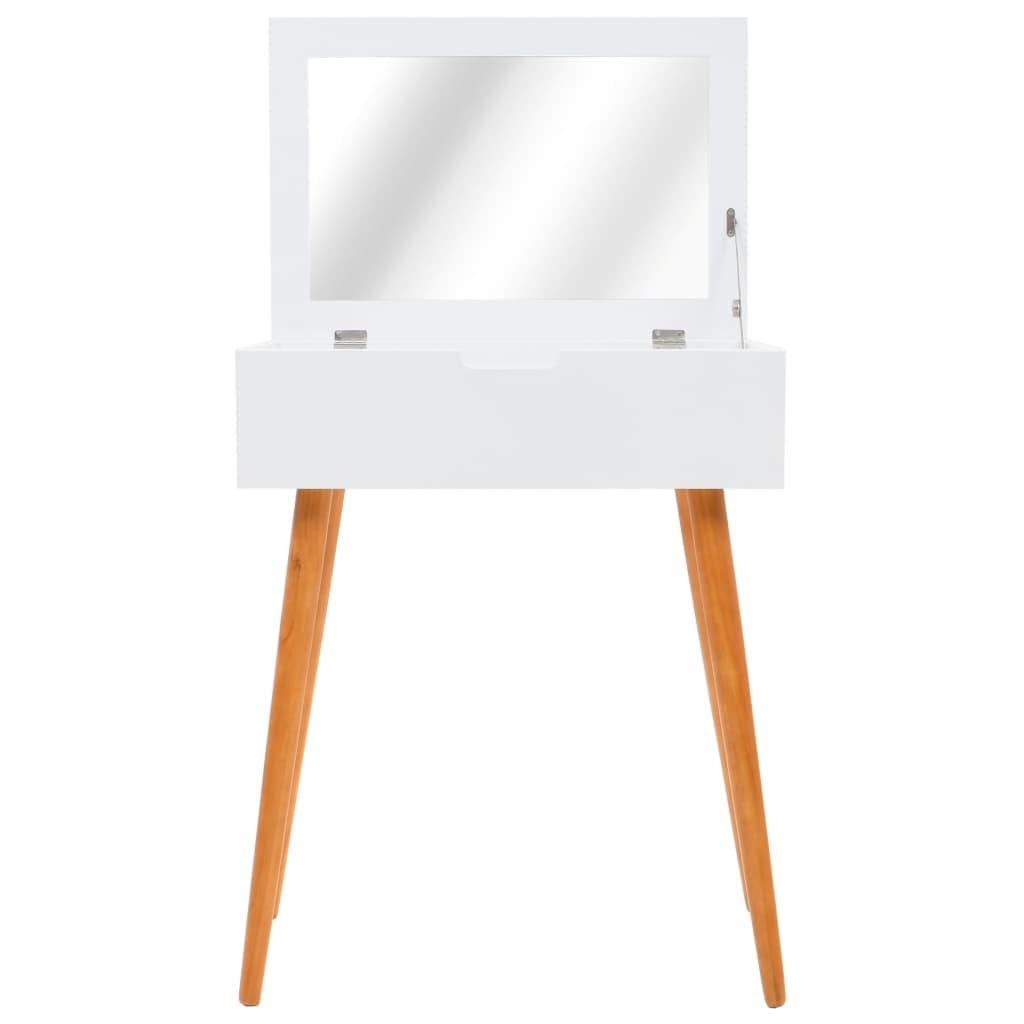 Tocador con espejo MDF 60 x 40 x 75 cm, mesa cosmética con espacio de almacenamiento y compartimento, tocador para dormitorio, vestidor y habitación de niñas, ahorra espacio y versátil