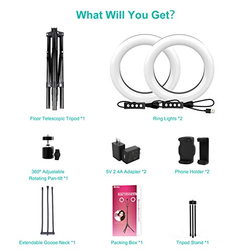 image for Ring Light with Tripod Stand and 2 Phone Holders, iMartine 8