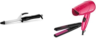 PHILIPS Hair Curler, 1000Watts BHB862 and Straightener Dryer Styling Kit (HP8643/46, Black)