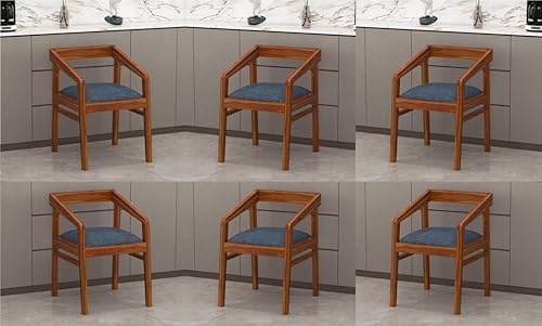 Image of SUNCOM Solid Sheesham Wood Chair Set of 6 for Living Room | Wooden Dining Chair | Home Dining Room Furniture (Natural Finish, 6 Chairs)