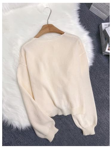 GORGLITTER Women's Tie Front Cropped Cardigan Long Sleeve Lightweight Oversized Knit Sweater Old Money Tops2