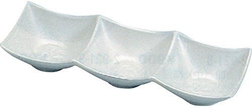5-396-10 Small Plate, 3-Point Deep Condiment Dish, Aqua, White, 9.4 x 3.1 x 1.5 inches (23.8 x 7.8 x 3.9 cm), Ceramic