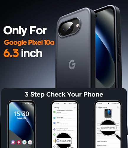 FLLAO Matt Handyhülle für Google Pixel 10a, Schwarz – Ansicht 2