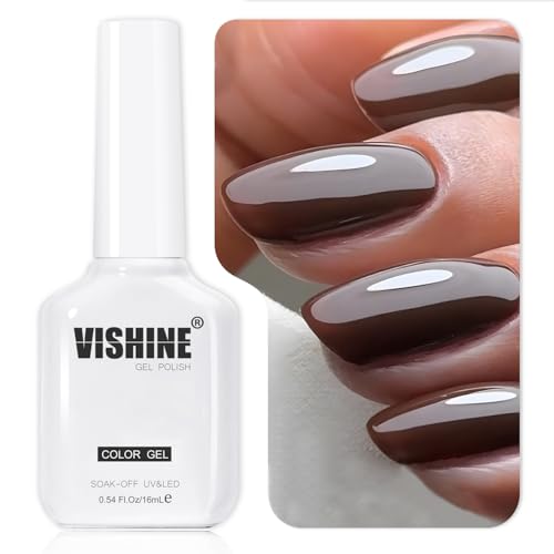 Vishine Smalto gel semi-permanente 16 ml – Marrone Cioccolato Smalto per unghie Gel UV/LED Soak Off, Manicure Salon & DIY Cocoa L448