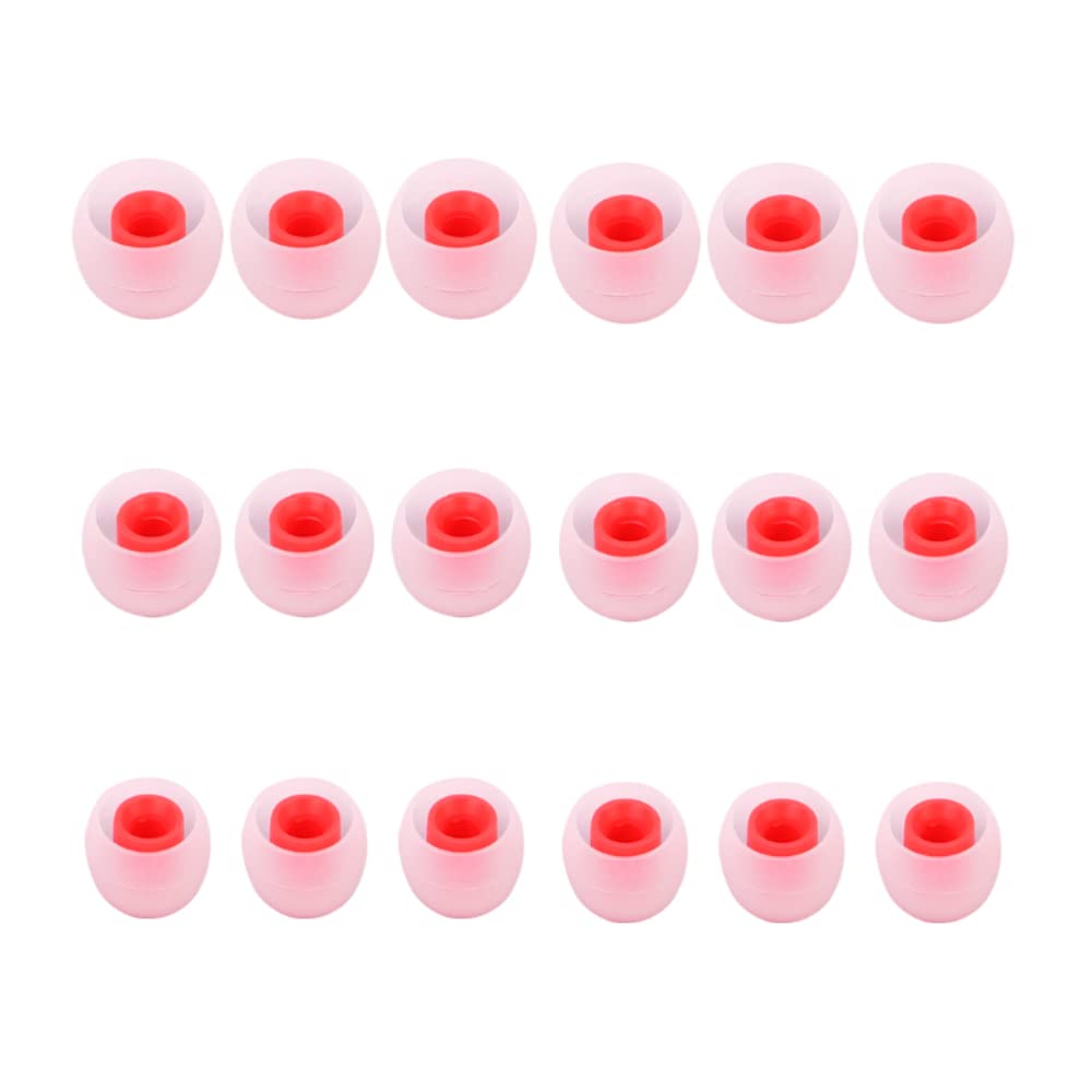 Earbud Replacement Tips Silicone Earbud Tips Headphone Earbud Tips Ear Gels Fit for Inner Hole from 3.8mm - 5.1mm Earphones 9 Pairs S/M/L Clear Red