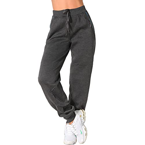 Candygirls Pantalón térmico para mujer, para deporte, con cremallera, para fitness, deporte, 8175, gris oscuro, M Cover