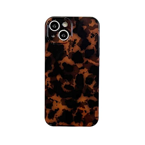 Case Compatible with iPhone 13, Tortoise Shell Amber Brown Leopard Print | Retro Chic Stylish Classic Cute Protective Cover,6.1inch