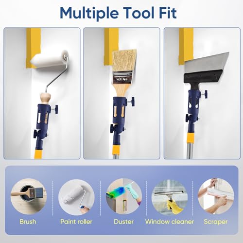 1,7M 160° Mehrwinkel Einstellbare Pinsel Verlängerung, Farbroller mit Teleskopstange, Halterung für Hand-Malerwerkzeug-Verlängerung, Geeignet für Hohe Decken Wände Zier Und Eckenanstrichwerkzeug
