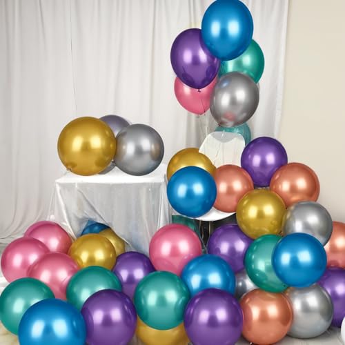 Image of Party Propz Multicolor Chrome Balloons For Decoration - Pack Of 25 Pcs Multicolor Balloons For Birthday | Balloons For Decoration | Birthday Decor (Latex)