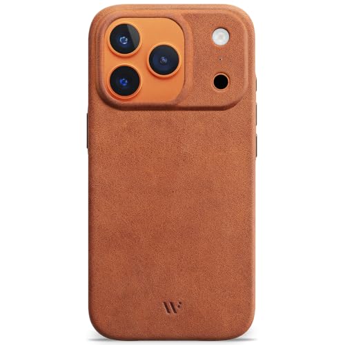 WIIUKA Hülle für iPhone 17 Pro Leder aus Deutschland Lederhülle extra Dünn Premium Handyhülle Case Qi skiin More Vintage Cognac