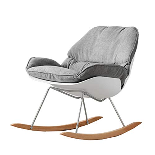 HLW Sports Garden Terrace Living Room Lawn Lounge Chair Rocking Chair Upholstered Modern Back Comfortable Rocker Padded Seat (Color : Gray, Size : 69x100x81cm)