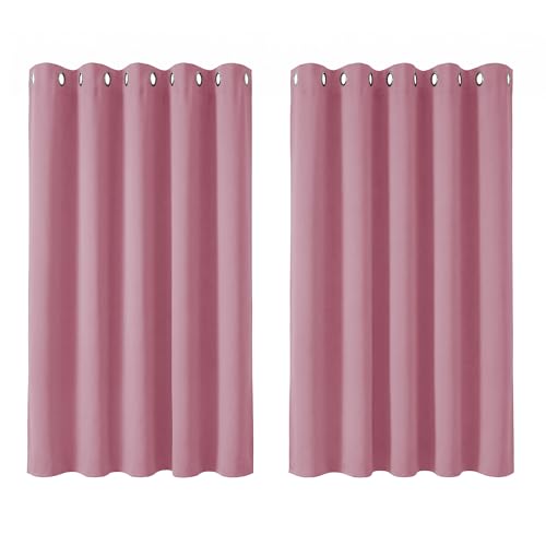 Image of Deconovo Super Soft Window Treatment Thermal Insulated Blackout Curtains for Bedroom 66 x 54 Inch Pink 2 Panels