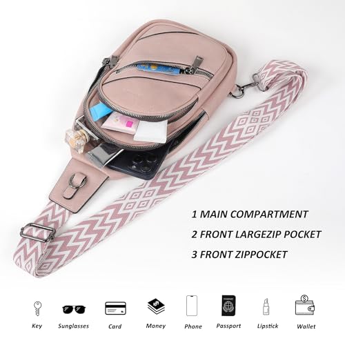 Image of TANTOMI Sling Bag Crossbody Bags for Women Leather Cross Body Bag Trendy Fanny Pack Chest Travel Purse with Adjustable Strap