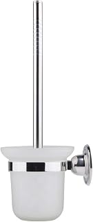 Toilet Brush Holder Set, Bathroom Deep Cleaning, Stainless Steel & Glass Toilet Cleaner with Ergonomic Design, Wall Mounted Toilet Bowl Brush with Holder Screw Accessories