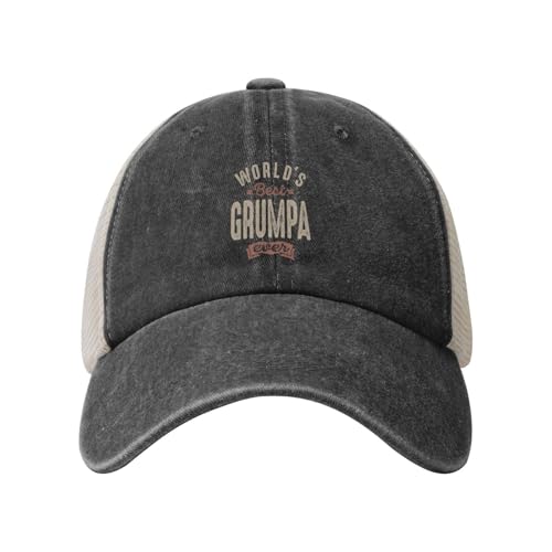 Haebfsl Best Grumpa Ever Funny Dad Grandpa Mesh Trucker Hat for Men Women, Adjustable Baseball Cap Dad Hat,Black