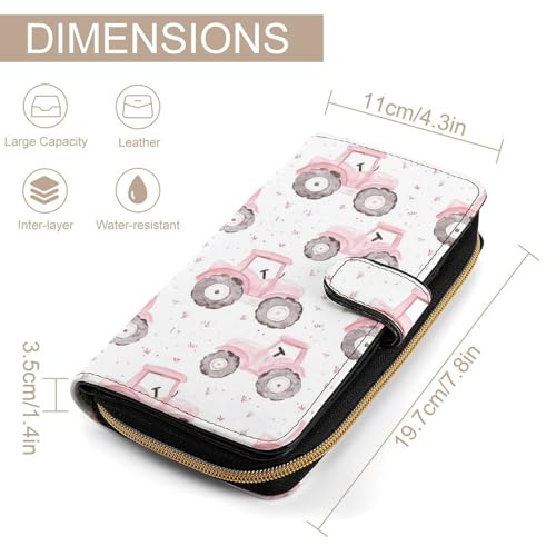 Watercolor Tractor Pattern Long Wallet for Women Men Purses Coin Pouch Credit Card Holder Organizer2