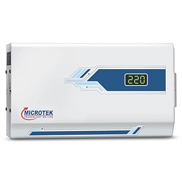 MICROTEK Pearl EM4130+ Digital Display WALL Mounted Automatic Voltage Digital Display STABILIZER for AIRCONDITION Conditioner (AC) UP to 1.5 TON Working Voltage 130V-300V with 3 Year Warranty (White)