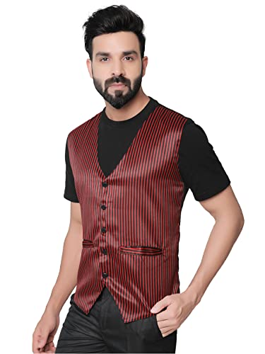 Image of Click One Casual Uniform Striped Waistcoat For Men's