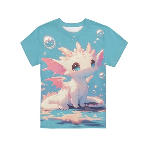 Image of Xhuibop Kids Tshirts Girls Boys 3-16 Years Summer Clothes for Teens Loose Fitting Tops