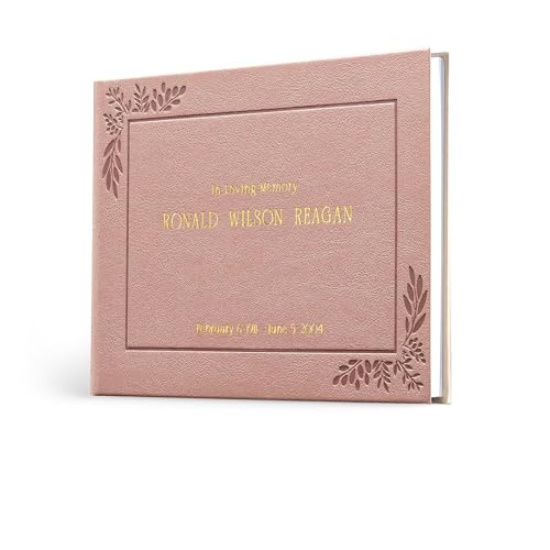 Image of Promot Funeral Guest Book for Memorial Service- Guest Book for Funeral Celebration of Life Decorations, In Loving Memory Guestbook Set with Wide-Ruled Pages, Custom Gold Foil Embossed Text (Rose Gold)