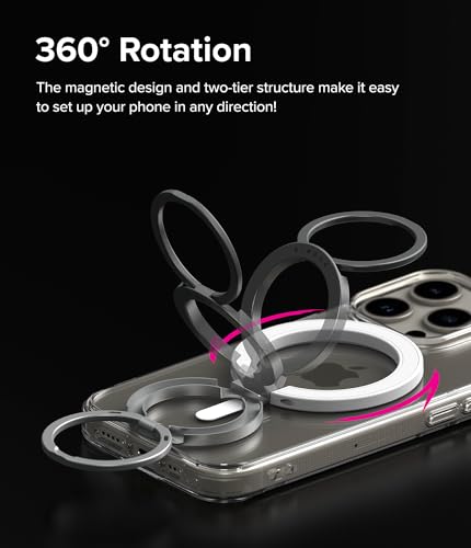 Image of Ringke Smart Ring Magnetic [360 Degree Rotation] Phone Ring Holder, Foldable Adjustable Finger Kickstand, Magnetic Cell Phone Grip Compatible with All iPhone & Android Smartphones - White