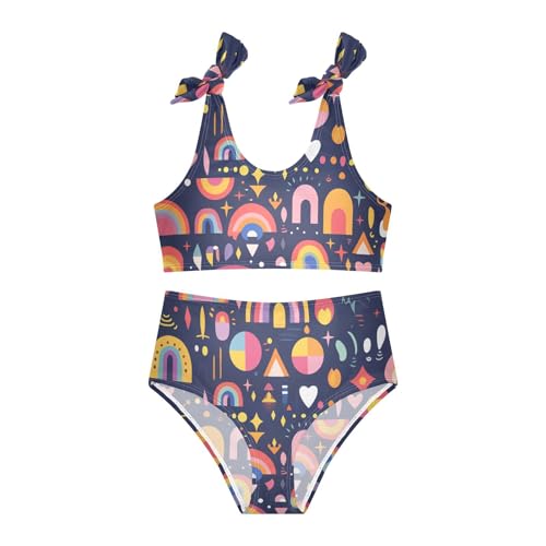 Rainbow Boho Style Girls Two Piecing Kids Bikini Set Beach Swimsuit Swimwear Adjustable Shoulder Strap3
