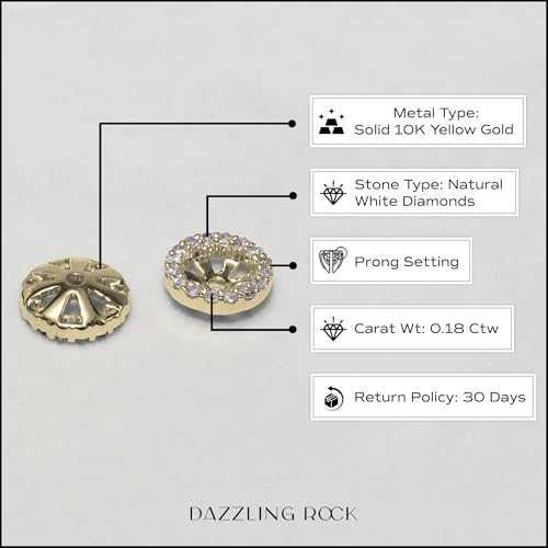 Dazzlingrock Collection 0.18 Cttw Round White Diamond Halo Removable Earring Jackets for Women in 10K Solid Gold4