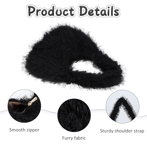 Bolso Fecialy peludo para mujer tipo tote y clutch miniatura 4