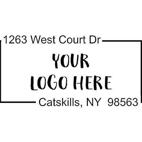 Custom Square Logo Address Stamp - Self-Inking Stamper - Rubber Personalized Stamp - Business Stamps Cover