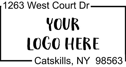 Custom Square Logo Address Stamp - Self-Inking Stamper - Rubber Personalized Stamp - Business Stamps