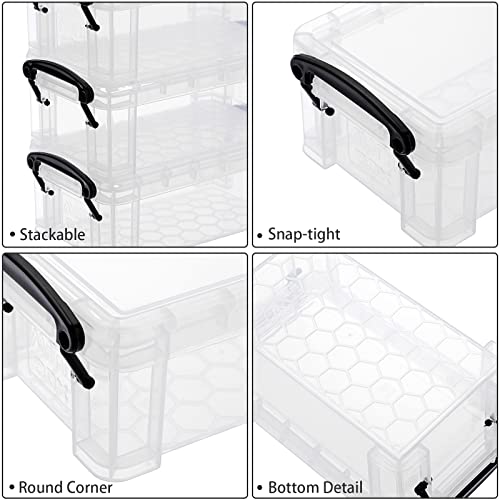 Image of 6 PCS Clear Plastic Crayon Boxes with Snap Lids, Small Crayon Storage Box Stackable Crayon Container Box Multipurpose Mini Storage Container for Crayons, Chalks, Paper Clips and More