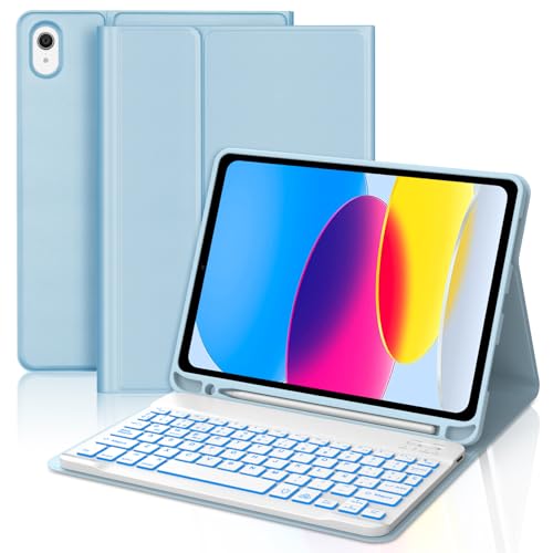 Teclado para iPad A16 ideal para estudiar y trabajar con funda en español Ñ azul