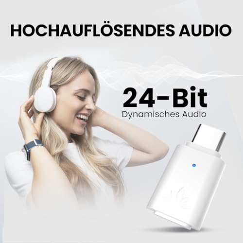 Avantree C81-PC - USB-C Bluetooth 5.3 Adapter Dongle für PC & Mac, mit aptX-Adaptive & niedriger Latenz, Kabellos Audio-Stick Transmitter für Bluetooth Kopfhörer & Ohrhörer für Computer-Arbeit Musik